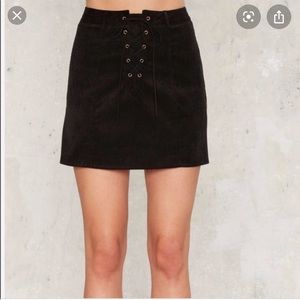 Lace up Corduroy Skirt black!